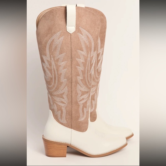 NIB PINK LILY- boujee two tone boots size 6 - Picture 7 of 7